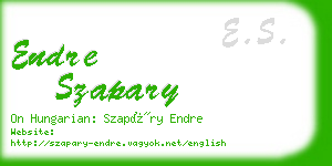 endre szapary business card